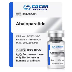 Abaloparatide PTHrP 1-34 research peptide vial with product label